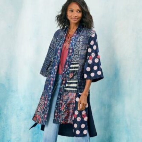 Soft Surroundings Tops - NWOT Soft Surroundings Montebleu Topper Mixed Print Kimono Cardi Large H13180
